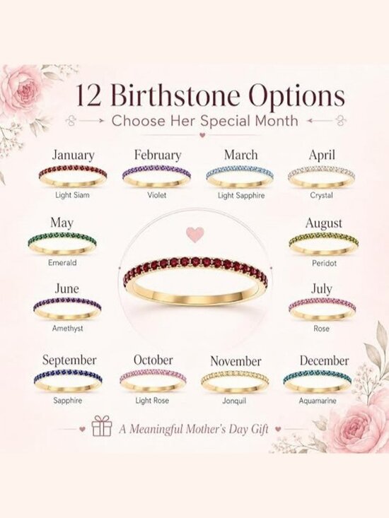 August Birthstone Ring | Stainless Steel Cubic Zirconia  08-Silver-August Stackable Cubic Zirconia Stainless Steel Birth Stone Ring
